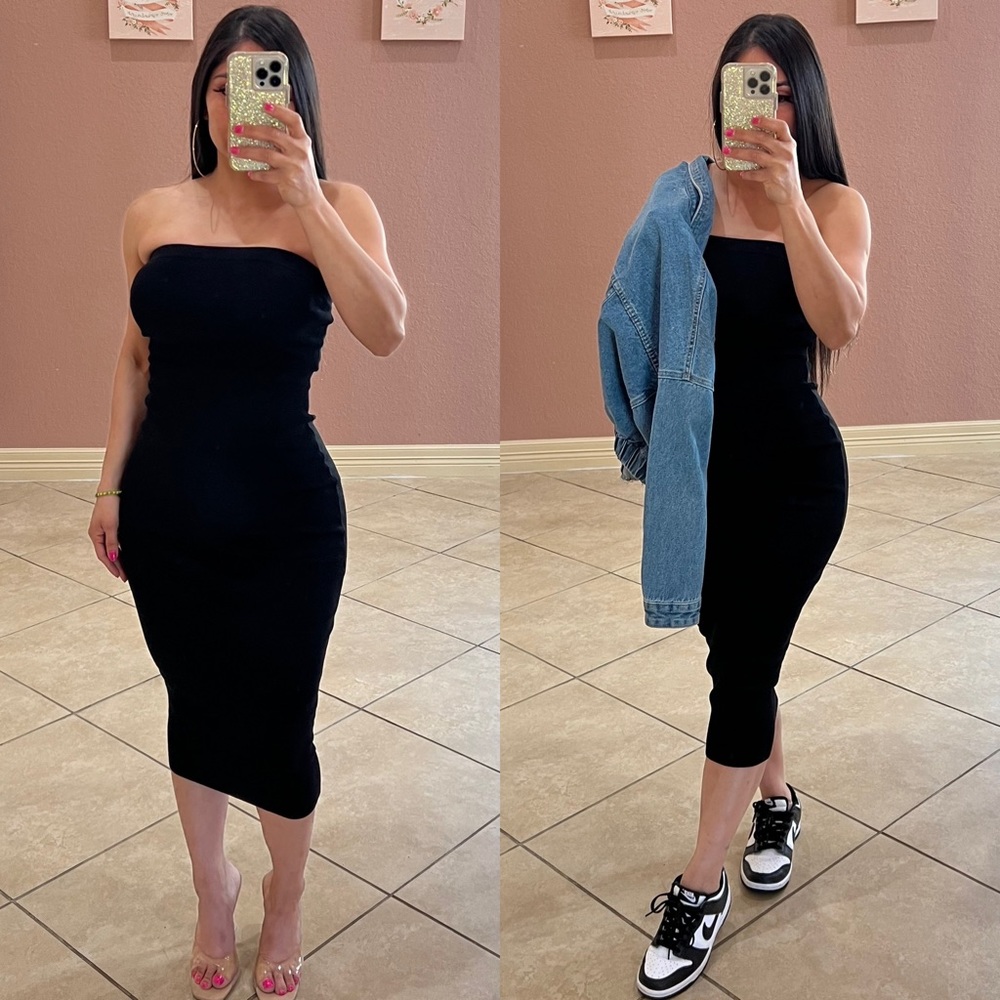 KIMMY KNIT MIDI DRESS -black
